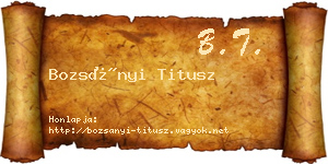 Bozsányi Titusz névjegykártya